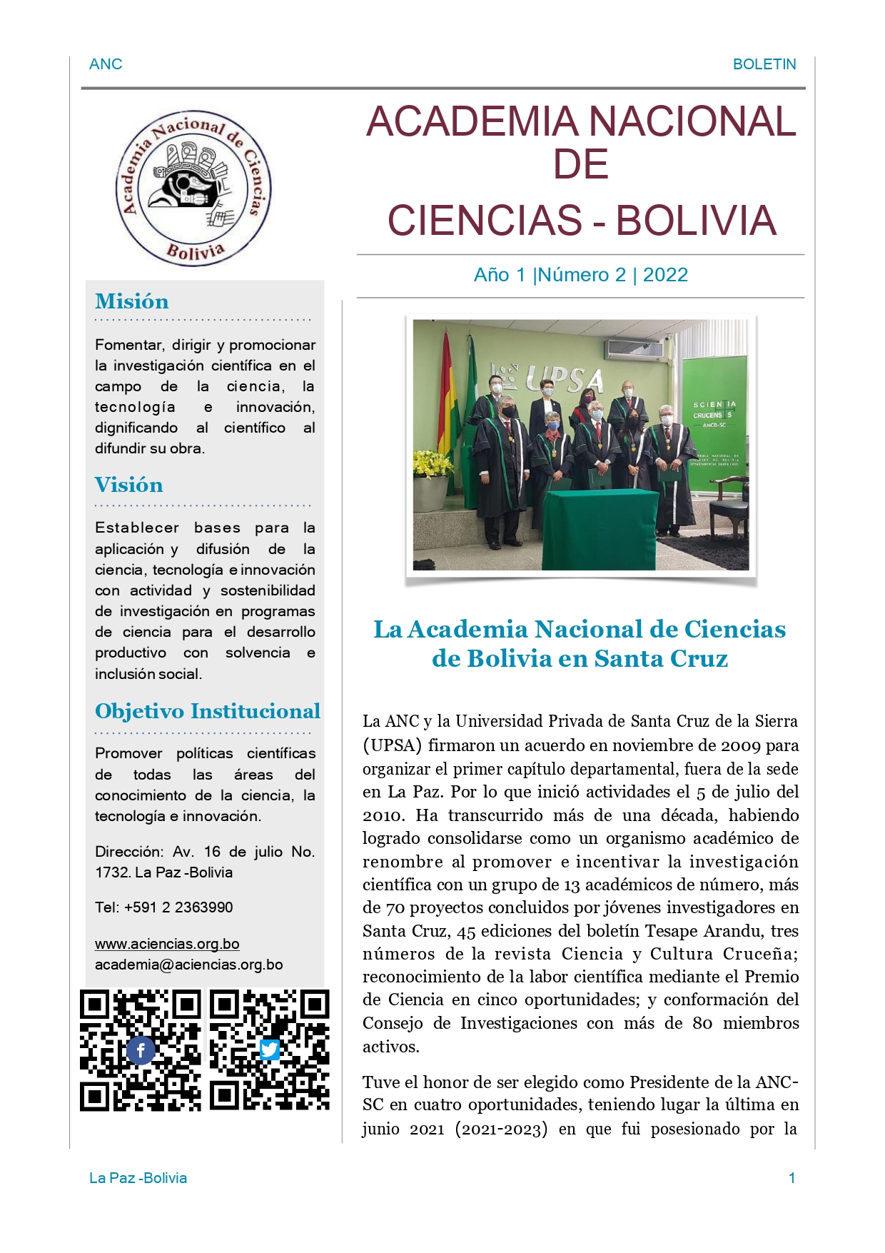 Portada del boletín